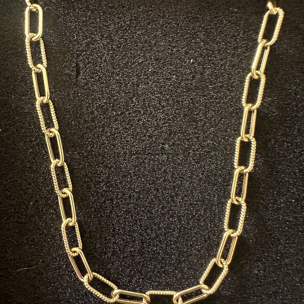 18k yellow gold paperclip chain necklace. Made in Italy. Stamped 750. - Picture 7 of 14